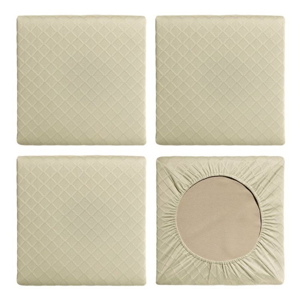 Quilted Chair Seat Covers - Set of 4 in Beige